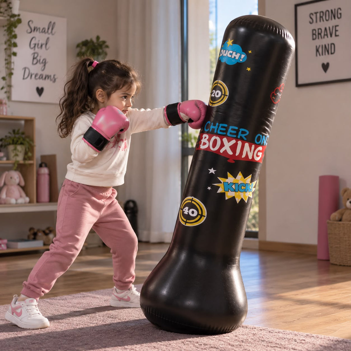Inflatable Free Standing Kids Punching Bag with Fast Rebound Base