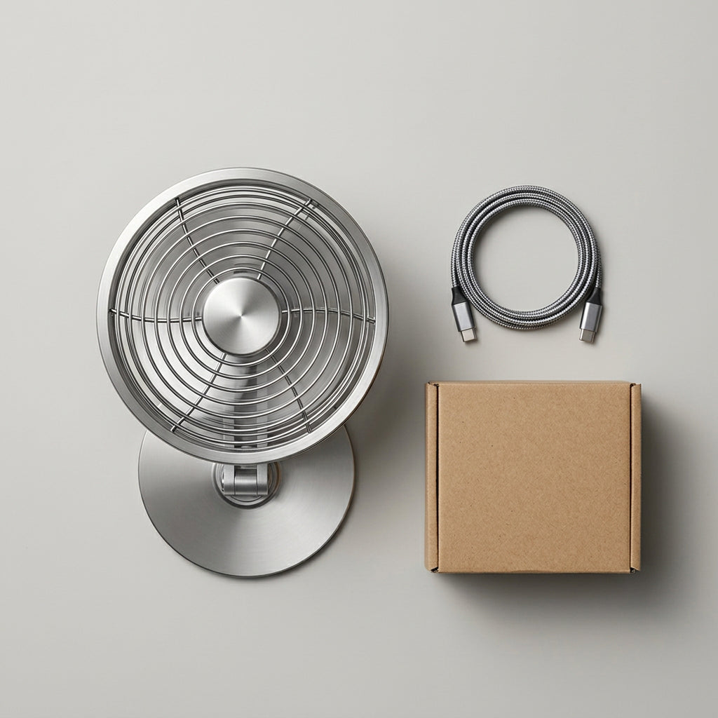 Cordless Metal Desk Fan with 360 Degree Folding Arm