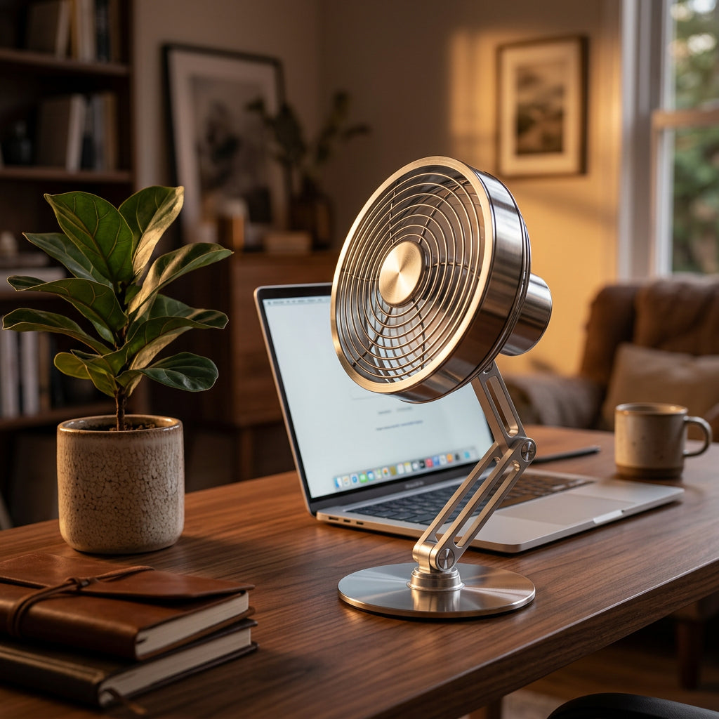Cordless Metal Desk Fan with 360 Degree Folding Arm