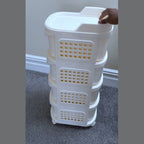 Slim 4-Tier Rolling Bathroom Storage Cart Cream